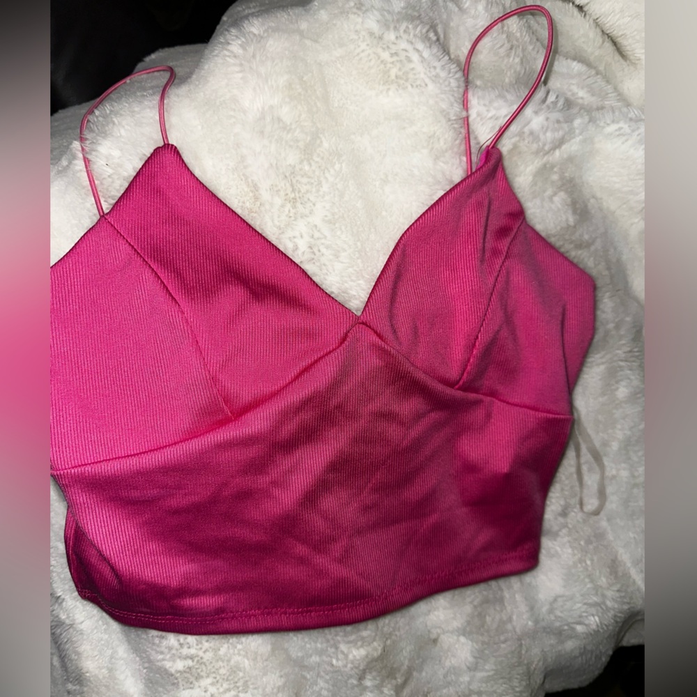 Timing Magenta Ribbed Bandeau Top